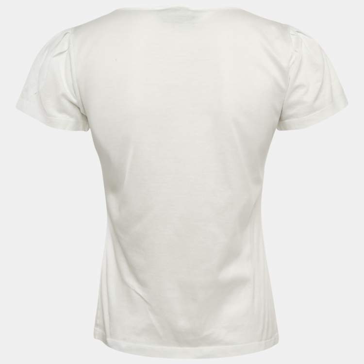 مملوكة مسبقًا Salvatore Ferragamo White Sequin Embellished Jersey T-Shirt M