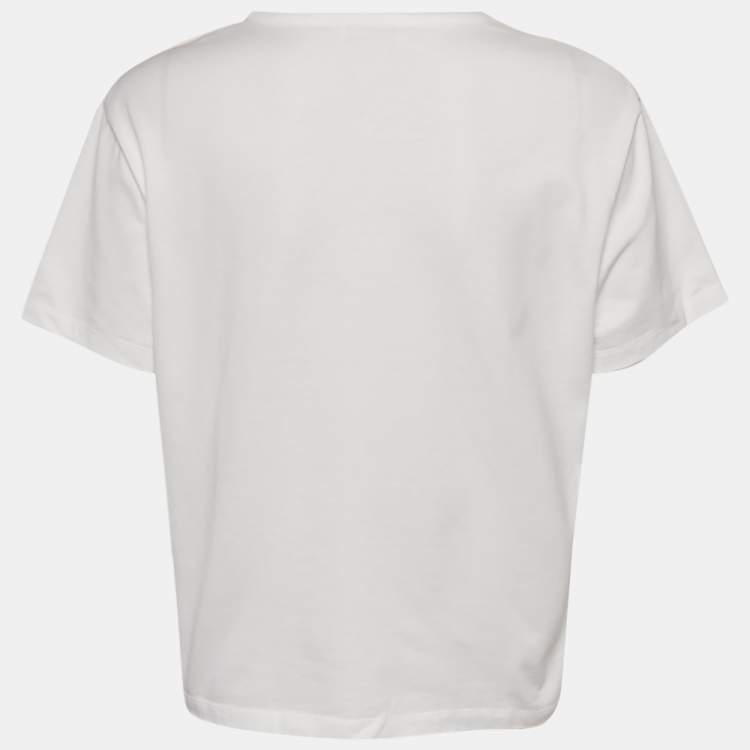 Pre Owned Ferragamo White Cotton Knit Logo Tab Detail T-Shirt XL