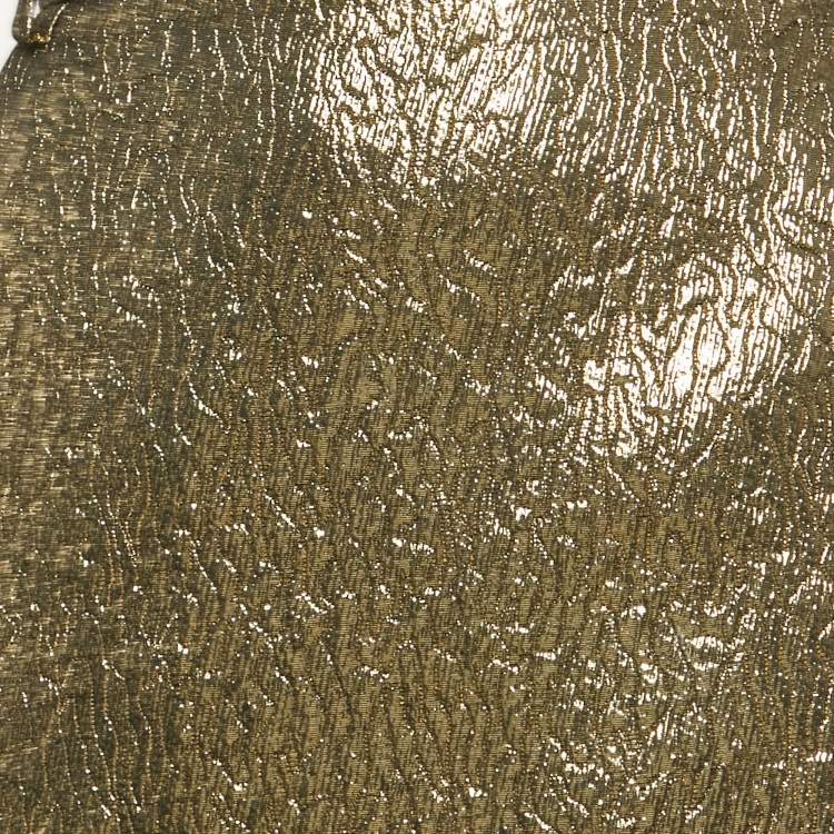 Pre Owned Salvatore Ferragamo Metallic Textured Lamé Pencil Skirt M