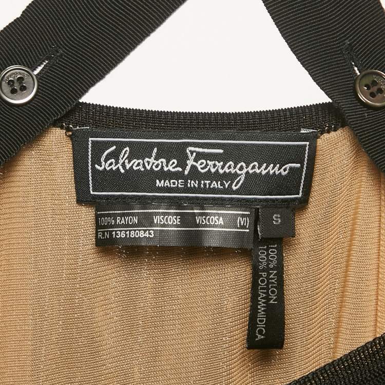 Pre Owned Salvatore Ferragamo Black Rib Knit Strappy Dress S