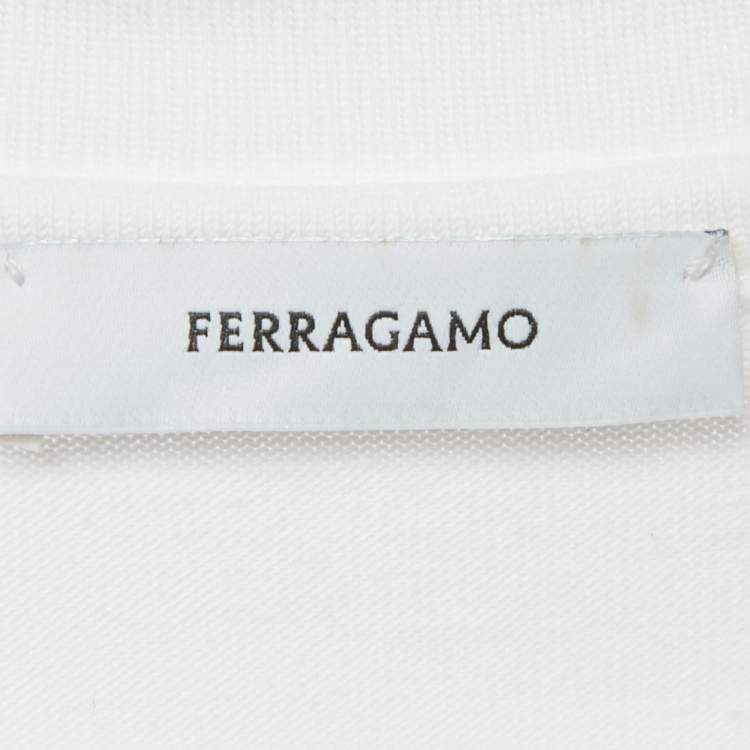 Pre Owned Salvatore Ferragamo White/Red Leopard Print Cotton T-Shirt S