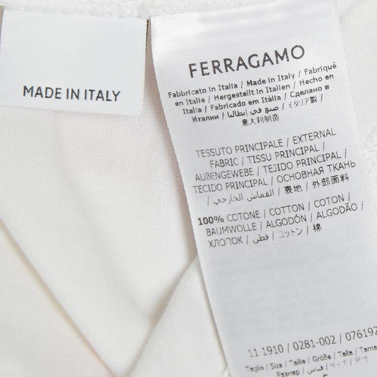 Pre Owned Salvatore Ferragamo White/Red Leopard Print Cotton T-Shirt S