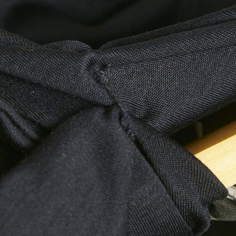 Pre Owned Salvatore Ferragamo Navy Blue Wool Bow Detail Midi Dress S