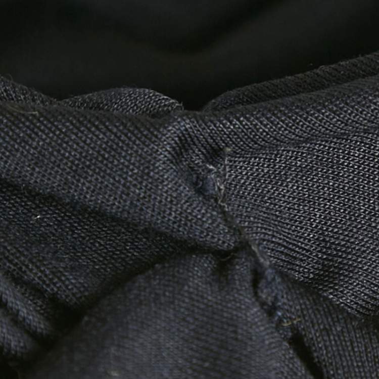 Pre Owned Salvatore Ferragamo Navy Blue Wool Bow Detail Midi Dress S