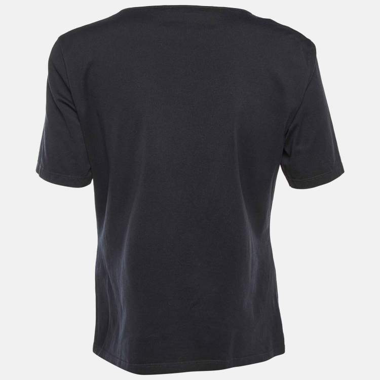 Pre Owned Salvatore Ferragamo Black Cotton Gancini Embellished T-Shirt XL