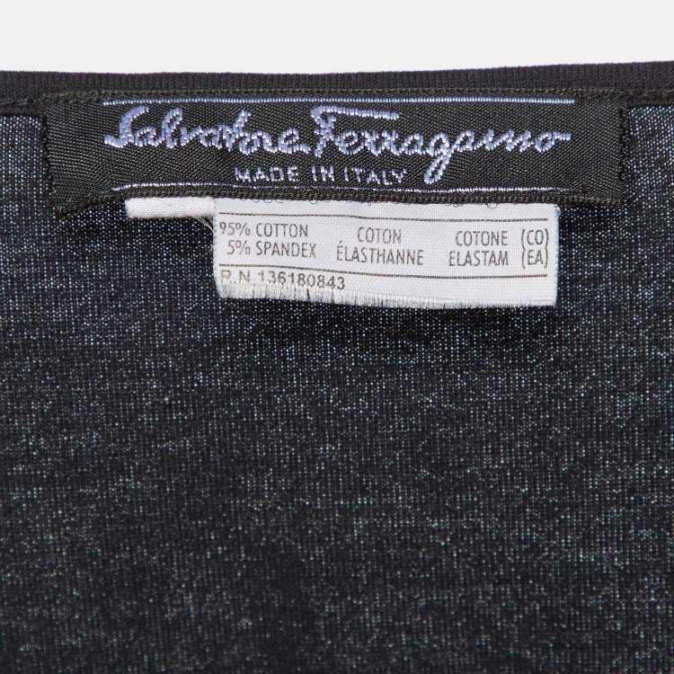 Pre Owned Salvatore Ferragamo Black Cotton Gancini Embellished T-Shirt XL