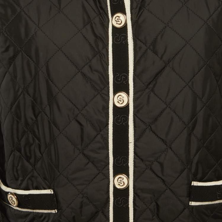 Pre Owned Salvatore Ferragamo Black Nylon Quilted Cropped Jacket M
