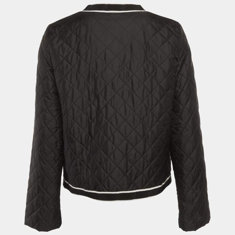 Pre Owned Salvatore Ferragamo Black Nylon Quilted Cropped Jacket M