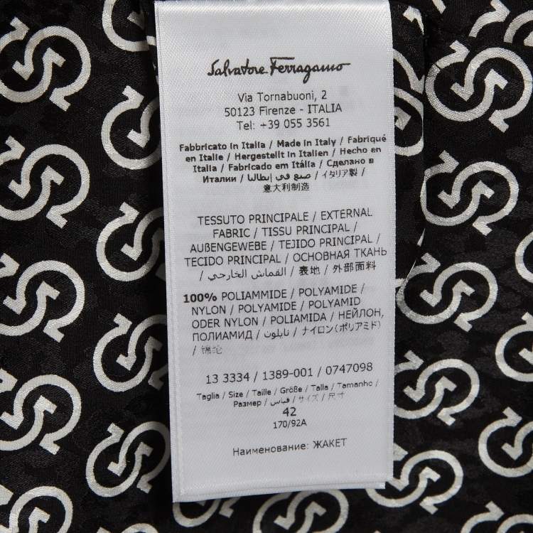 Pre Owned Salvatore Ferragamo Black Nylon Quilted Cropped Jacket M