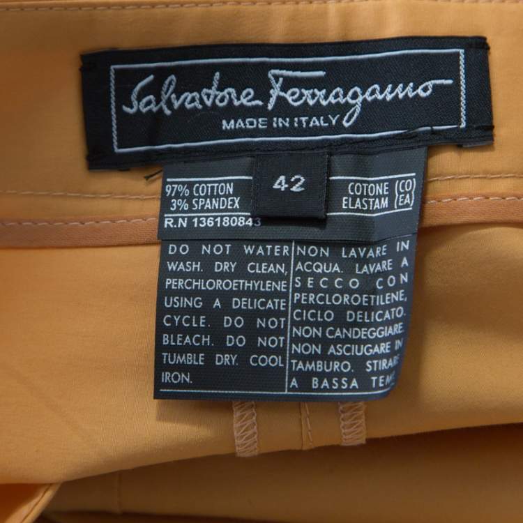 Pre Owned Salvatore Ferragamo Orange Cotton Stretch Hot Pants M