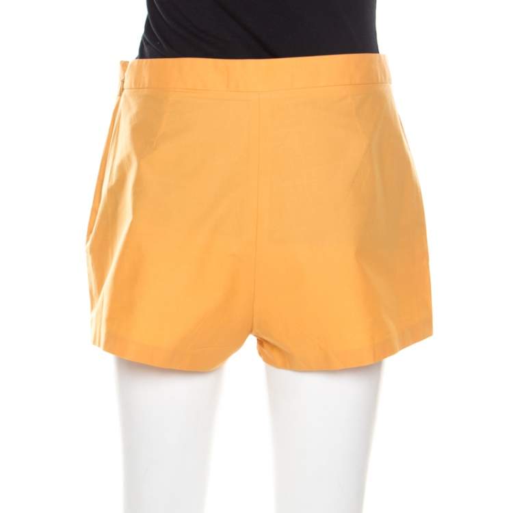 Pre Owned Salvatore Ferragamo Orange Cotton Stretch Hot Pants M