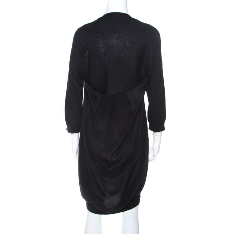 Pre Owned Salvatore Ferragamo Multicolor Printed Silk and Knit Long Sleeve Dress S 