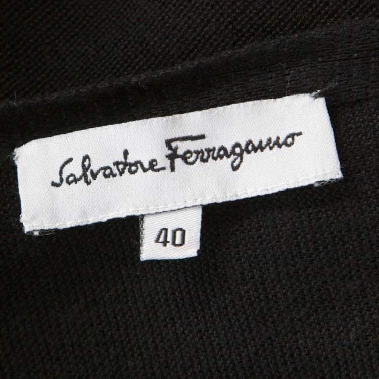 Pre Owned Salvatore Ferragamo Multicolor Printed Silk and Knit Long Sleeve Dress S 