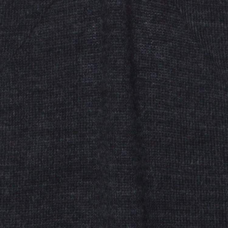 Pre Owned Salvatore Ferragamo Charcoal Grey Knit and Floral Printed Silk Sleeveless Top XL