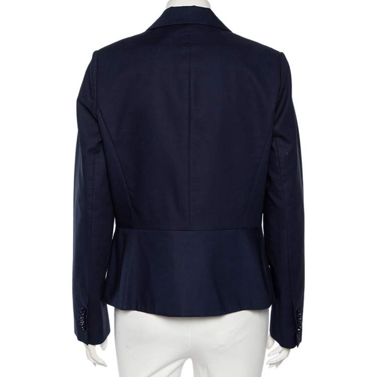 Pre Owned Salvatore Ferragamo Navy Blue Cotton Single Breasted Blazer L