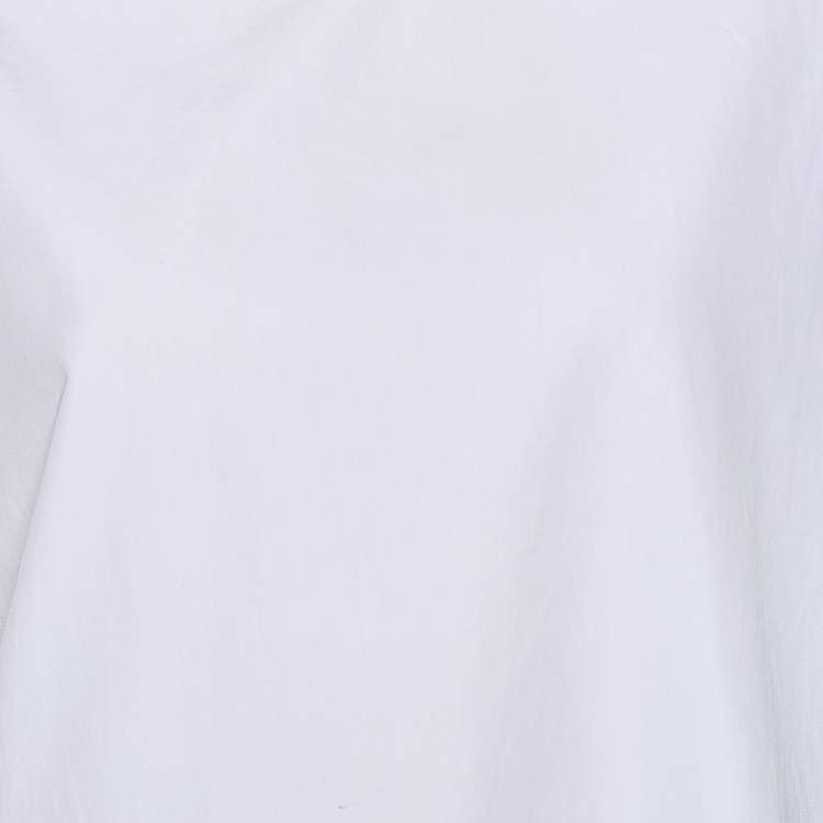 Pre Owned Salvatore Ferragamo White Cotton Ruffle Trim Top M