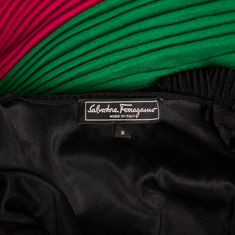 مملوكة مسبقًا Salvatore Ferragamo Multicolor Pleated Knit Maxi Dress S