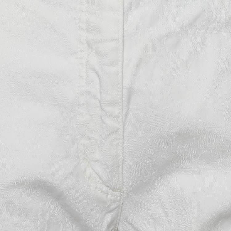 Pre Owned Salvatore Ferragamo Vintage White Gancini Pattern Denim Straight Leg Jeans M