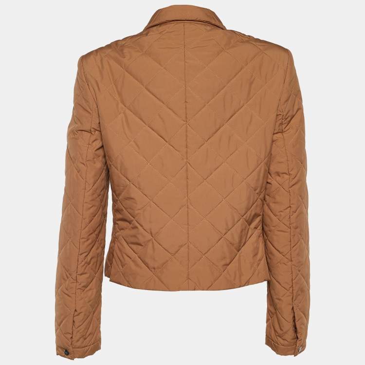Pre Owned Salvatore Ferragamo Beige Quilted Nylon Button Front Jacket M