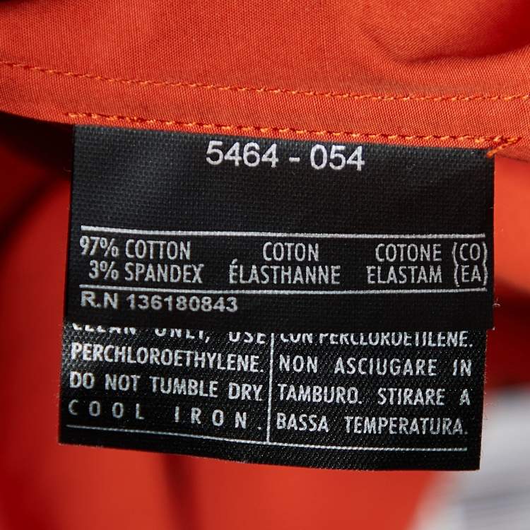 Pre Owned Salvatore Ferragamo Orange Stretch Cotton Button Front Blouse M