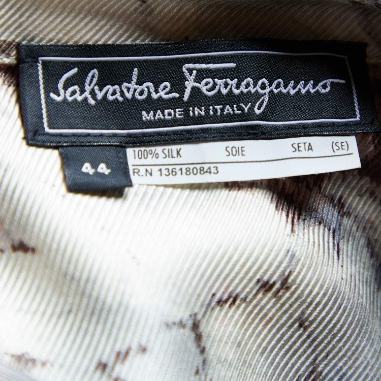 Pre Owned Salvatore Ferragamo Pink Printed Silk Tie Detail Shirt M