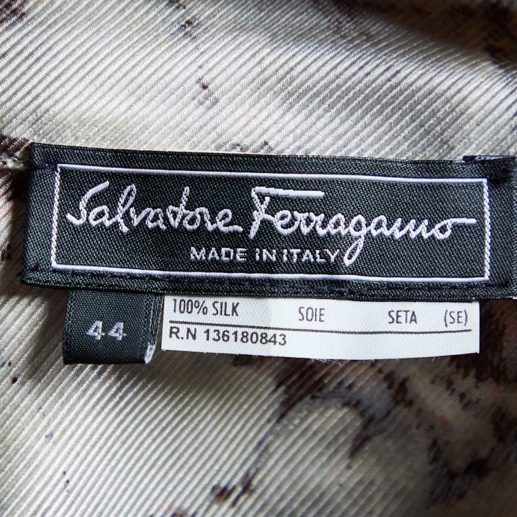 Pre Owned Salvatore Ferragamo Pink Printed Silk Tie Detail Shirt M