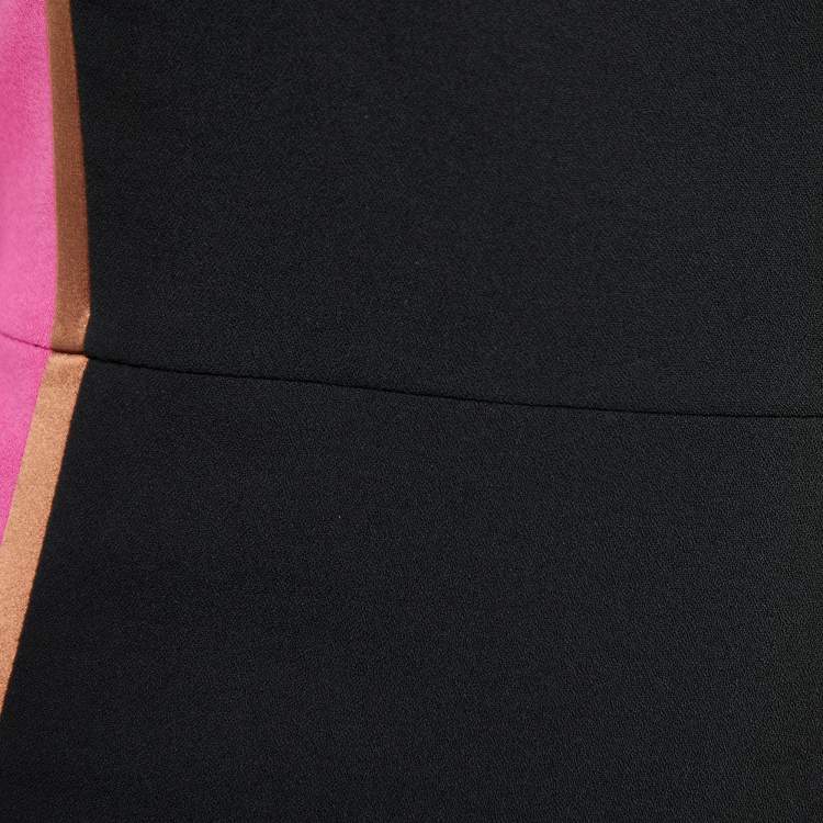 Pre Owned Salvatore Ferragamo Color Block Wool Crepe Sleeveless Sheath Dress M
