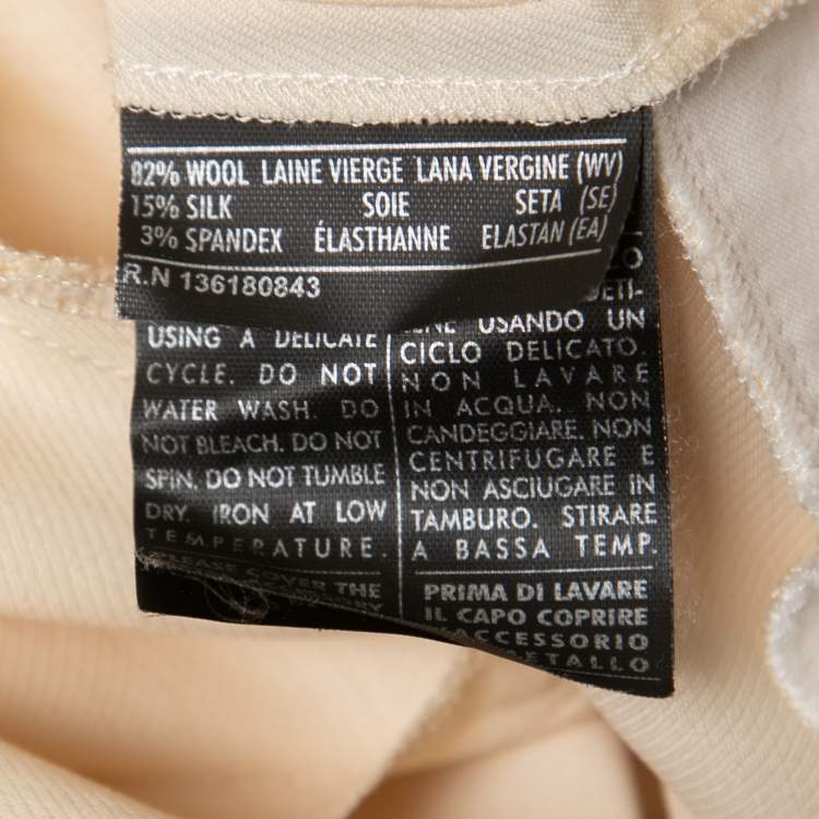 Pre Owned Salvatore Ferragamo Cream Wool Buckle Detail Trousers M