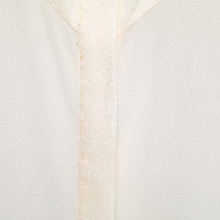 Pre Owned Salvatore Ferragamo Ivory Crepe Silk Button Front Top S
