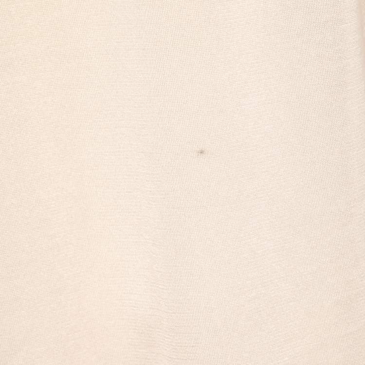 Pre Owned Salvatore Ferragamo Cream Leaf Printed Silk & Knit Top M