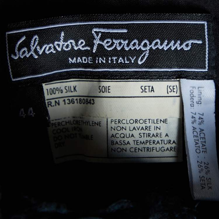 Pre Owned Salvatore Ferragamo Black Silk  Floral Detail Strapless Mini Dress M