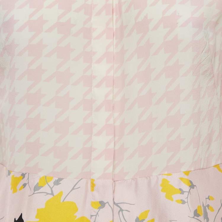 Pre Owned Salvatore Ferragamo Pink Print Silk Peplum Shirt Blouse L