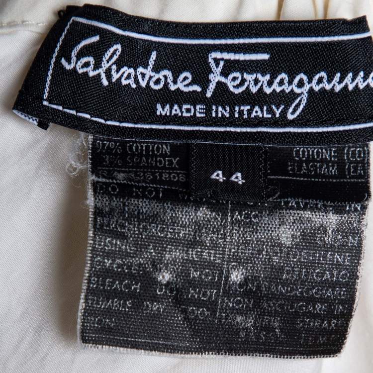 Pre Owned Salvatore Ferragamo Cream Butterfly Print Cotton Halter Neck Top M