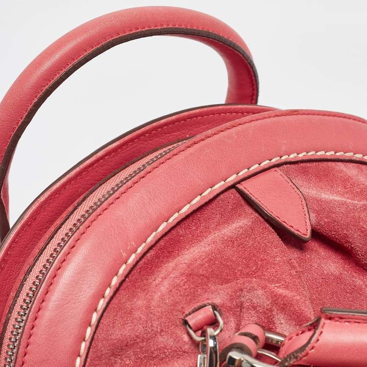 Pre Owned Salvatore Ferragamo Pink Suede and Leather Buckle Satchel  