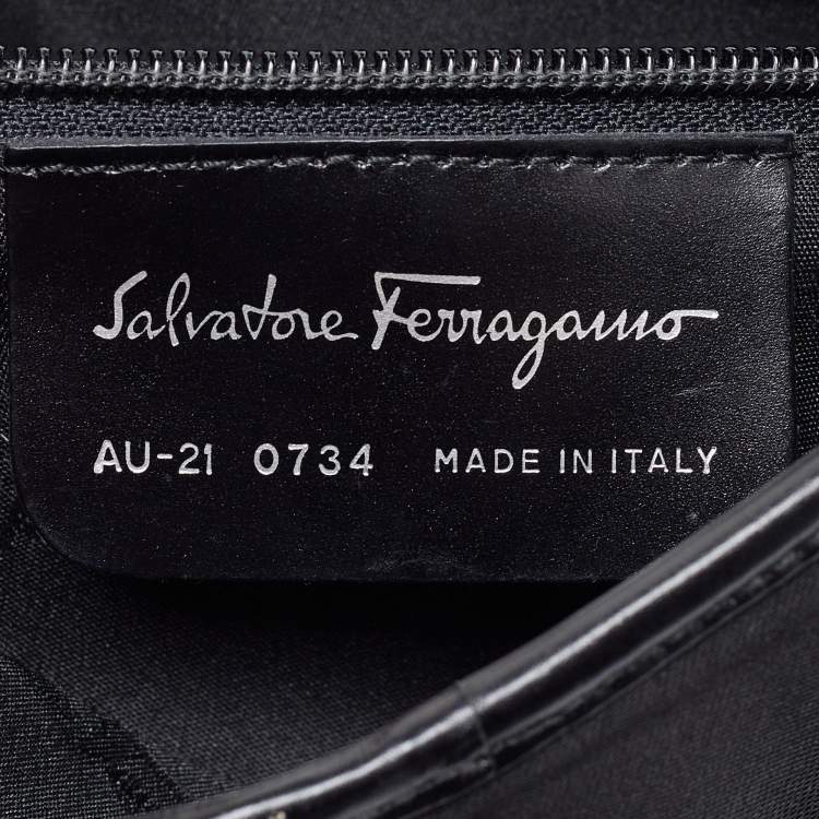 Pre Owned Salvatore Ferragamo Black Canvas and Leather Hobo
