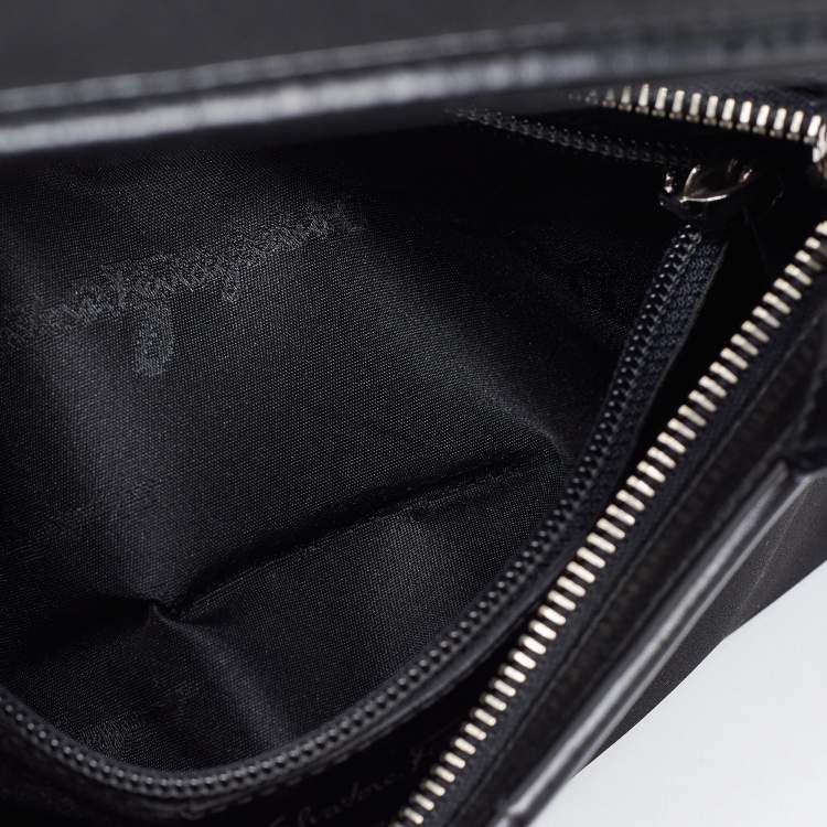 Pre Owned Salvatore Ferragamo Black Canvas and Leather Hobo