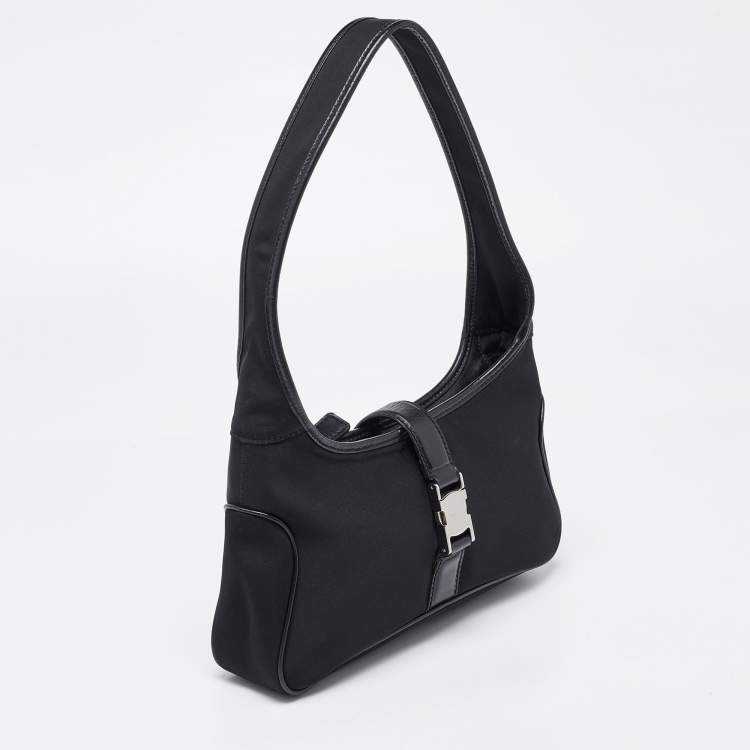 Pre Owned Salvatore Ferragamo Black Canvas and Leather Hobo