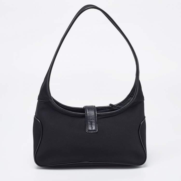 Pre Owned Salvatore Ferragamo Black Canvas and Leather Hobo