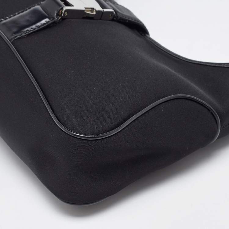 Pre Owned Salvatore Ferragamo Black Canvas and Leather Hobo