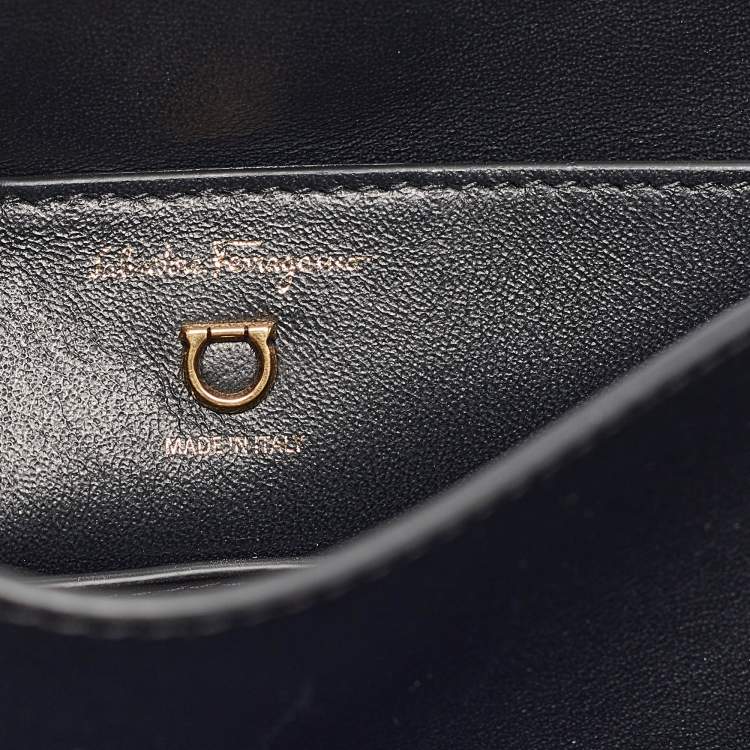 Pre Owned Salvatore Ferragamo Black Leather Margot Gancini Top Handle Bag