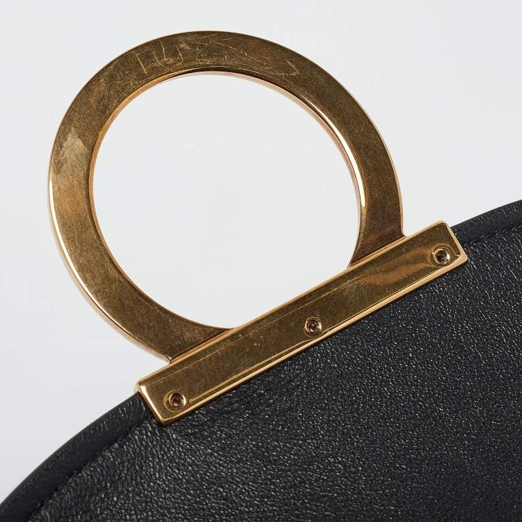 Pre Owned Salvatore Ferragamo Black Leather Margot Gancini Top Handle Bag