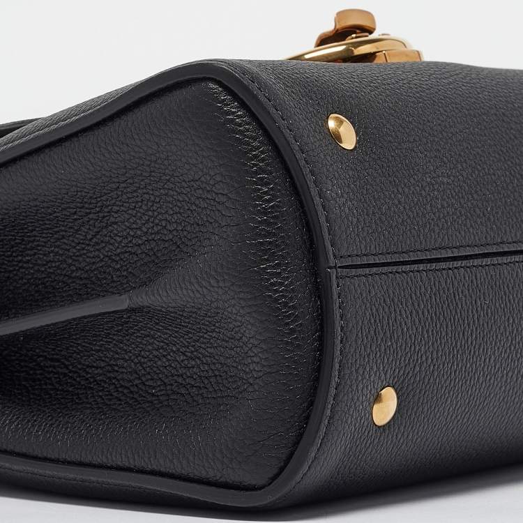 Pre Owned Salvatore Ferragamo Black Leather Margot Gancini Top Handle Bag