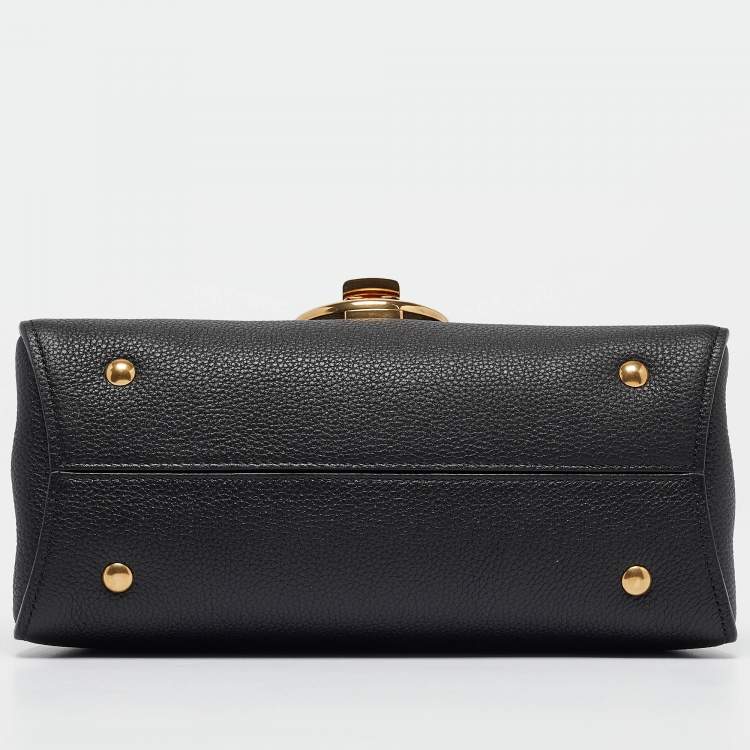Pre Owned Salvatore Ferragamo Black Leather Margot Gancini Top Handle Bag