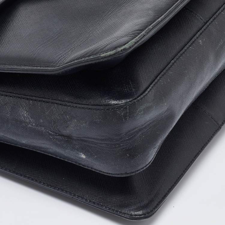 Pre Owned Salvatore Ferragamo Black Leather Katia Top Handle Bag