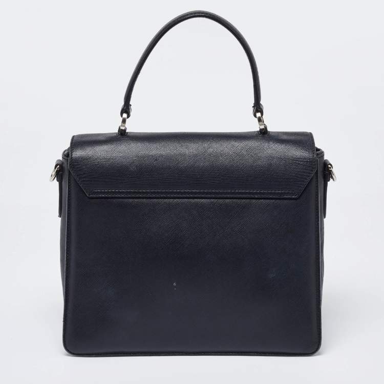 Pre Owned Salvatore Ferragamo Black Leather Katia Top Handle Bag