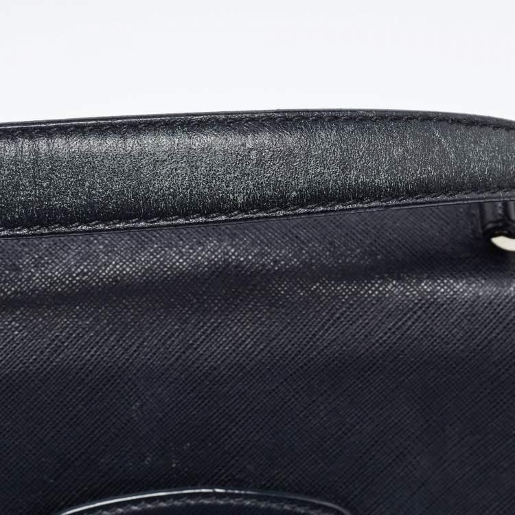 Pre Owned Salvatore Ferragamo Black Leather Katia Top Handle Bag