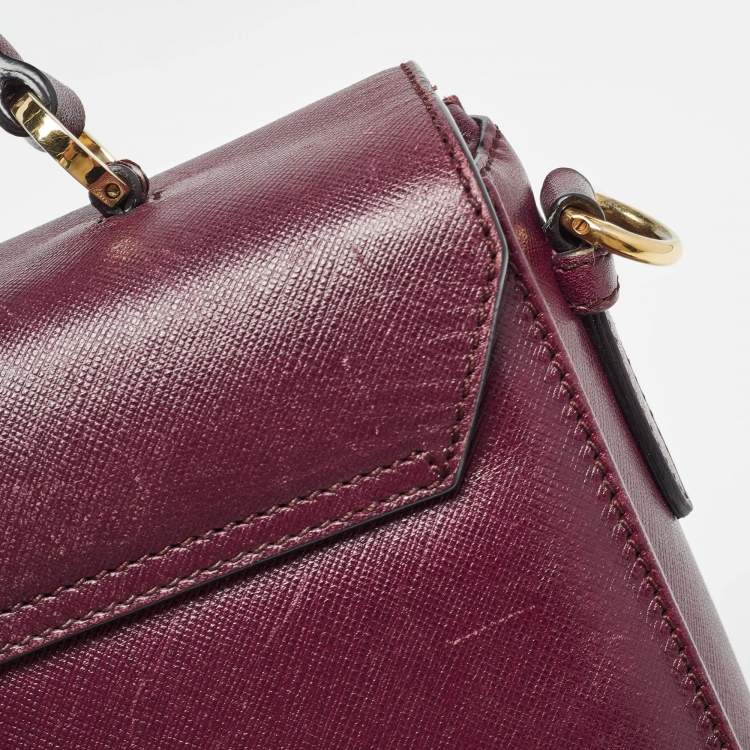 Pre Owned Salvatore Ferragamo Burgundy Leather Kelly Top Handle Bag