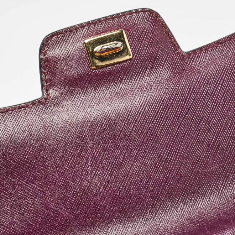 Pre Owned Salvatore Ferragamo Burgundy Leather Kelly Top Handle Bag