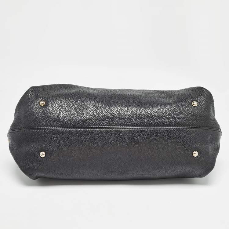 Pre Owned Salvatore Ferragamo Black Leather Large Sofia Top Handle Bag
