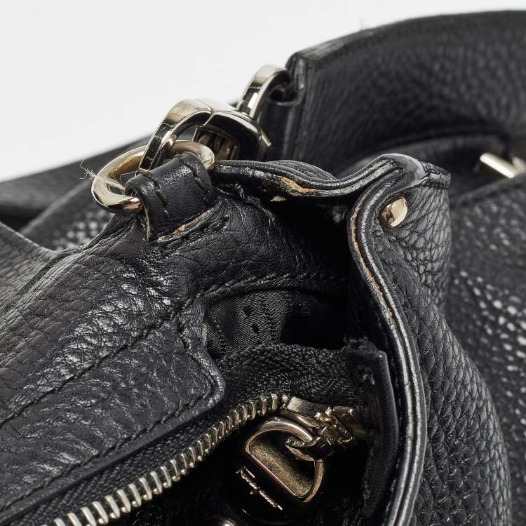 Pre Owned Salvatore Ferragamo Black Leather Large Sofia Top Handle Bag